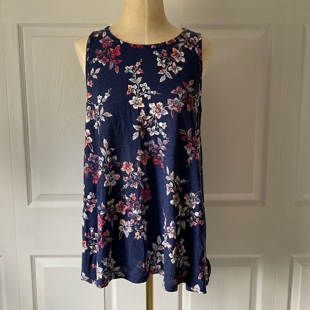 Sonoma Navy Blue Floral Swing Tank Top - Size M
